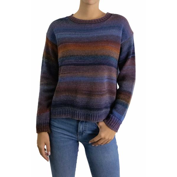 Maglione multicolor con righe girocollo